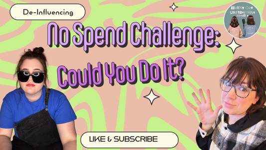 2 woman in frame with a 70 lava lamp style background No spend challenge could you do it