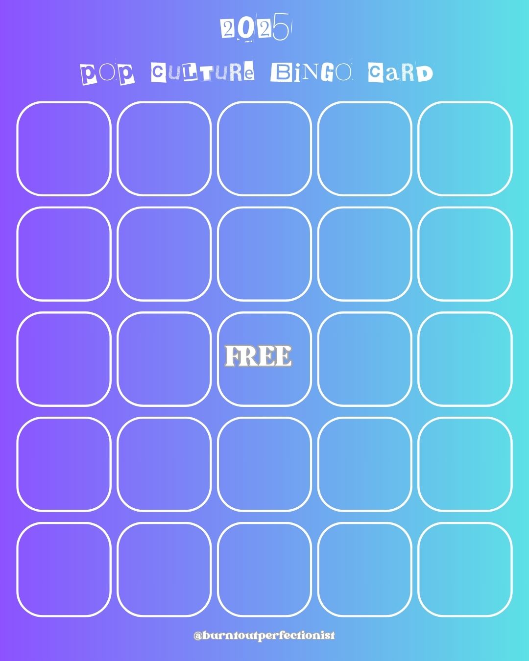 2025 Pop Culture Bingo Cards – Free Digital Download
